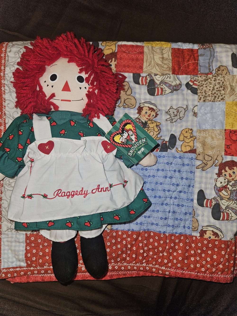 Raggedy Ann Classic Cloth Doll with Red Yarn Hair And Matching Blanket